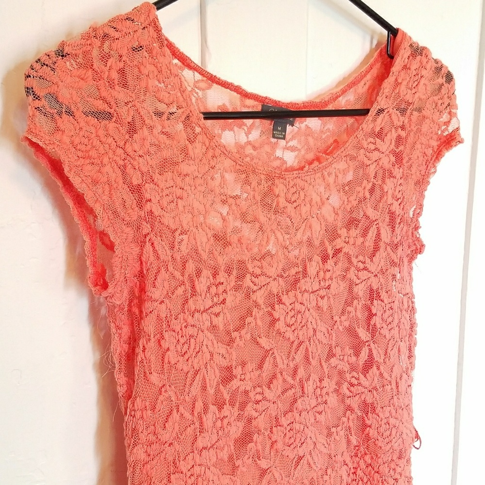 Coral Lace Skater Dress